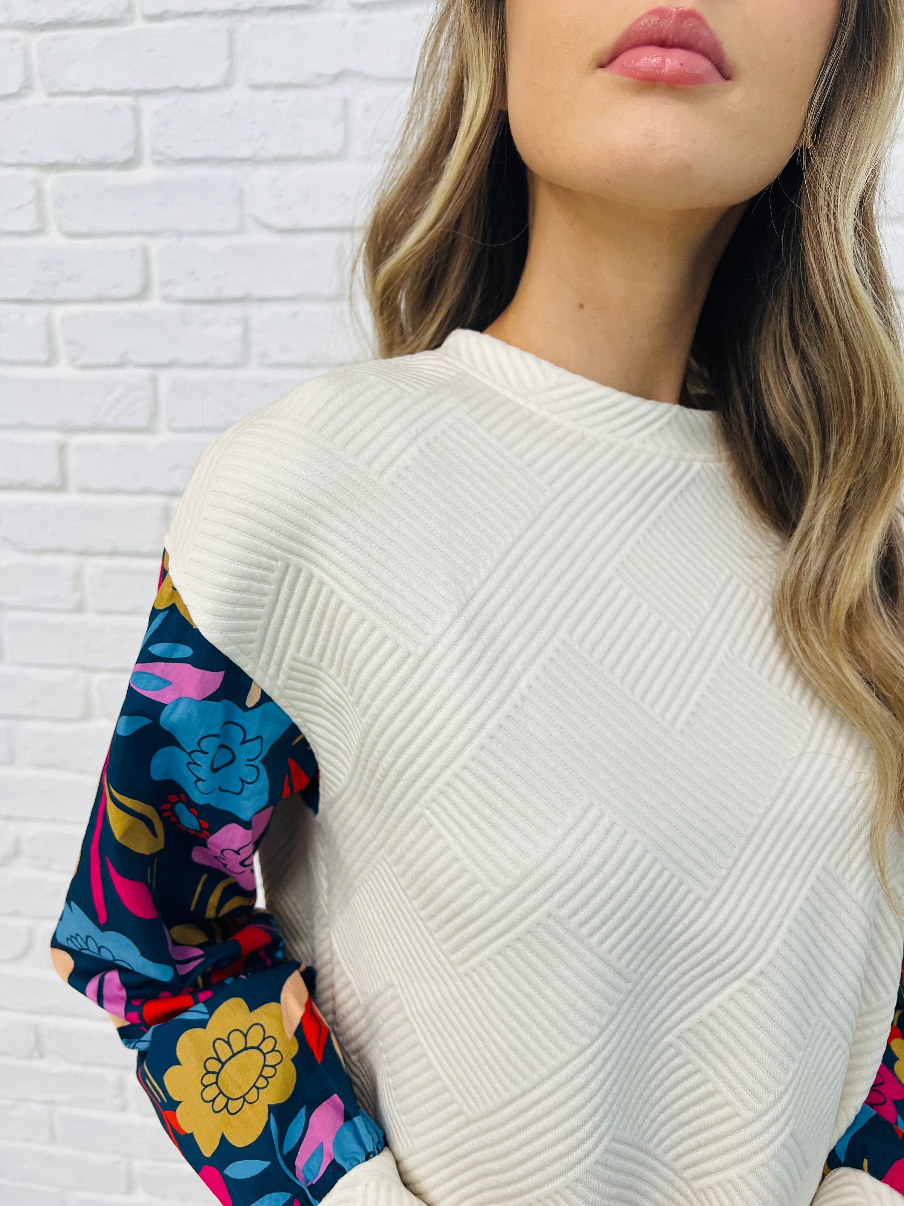 Sing a Melody Floral Sleeve Top-Womens-Ave Shops-[option4]-[option5]-[option6]-[option7]-[option8]-Shop-Boutique-Clothing-for-Women-Online