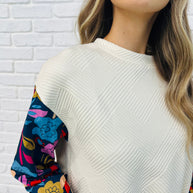 Sing a Melody Floral Sleeve Top-Womens-Ave Shops-[option4]-[option5]-[option6]-[option7]-[option8]-Shop-Boutique-Clothing-for-Women-Online