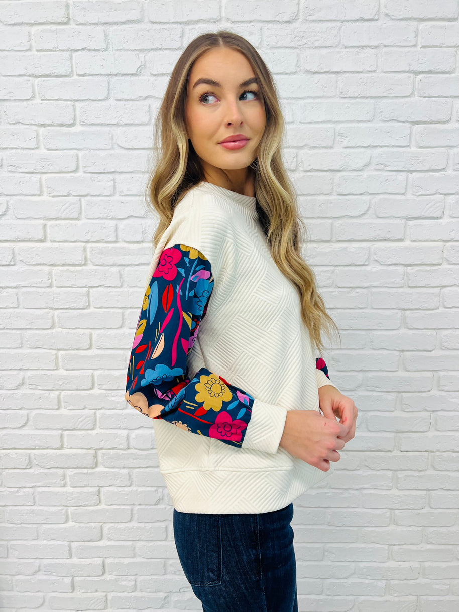 Sing a Melody Floral Sleeve Top-Womens-Ave Shops-[option4]-[option5]-[option6]-[option7]-[option8]-Shop-Boutique-Clothing-for-Women-Online