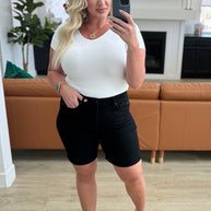 Judy Blue Ava High Rise Control Top Cuffed Shorts in Black-Denim-Ave Shops-[option4]-[option5]-[option6]-[option7]-[option8]-Shop-Boutique-Clothing-for-Women-Online