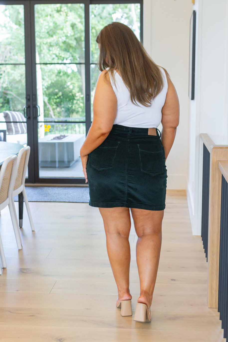 Melinda Corduroy Patch Pocket Skirt in Emerald-Bottoms-Ave Shops-[option4]-[option5]-[option6]-[option7]-[option8]-Shop-Boutique-Clothing-for-Women-Online
