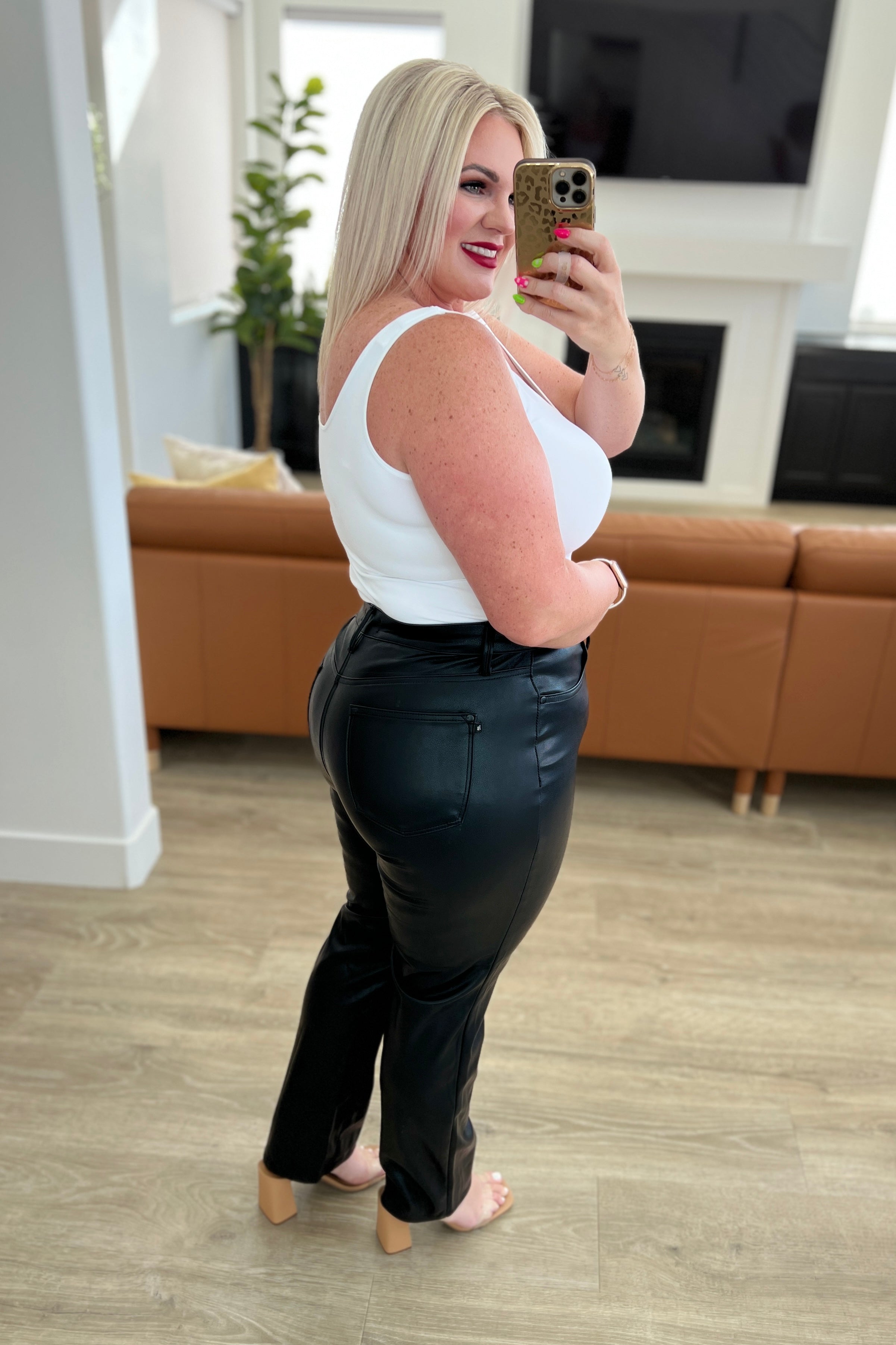 Judy Blue Tanya Control Top Faux Leather Pants in Black-Bottoms-Ave Shops-[option4]-[option5]-[option6]-[option7]-[option8]-Shop-Boutique-Clothing-for-Women-Online