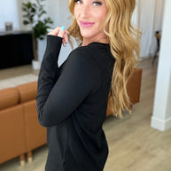 Relaxed Fit Long Sleeve V-Neck Top in Black-Tops-Ave Shops-[option4]-[option5]-[option6]-[option7]-[option8]-Shop-Boutique-Clothing-for-Women-Online