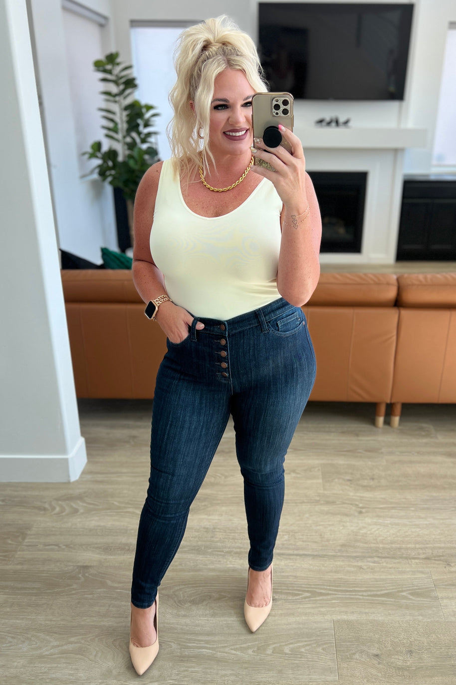 Judy Blue Celecia High Waist Hand Sanded Resin Skinny Jeans-Denim-Ave Shops-[option4]-[option5]-[option6]-[option7]-[option8]-Shop-Boutique-Clothing-for-Women-Online
