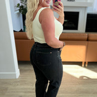 Judy Blue Joan High Rise Control Top Straight Jeans in Washed Black-Denim-Ave Shops-[option4]-[option5]-[option6]-[option7]-[option8]-Shop-Boutique-Clothing-for-Women-Online