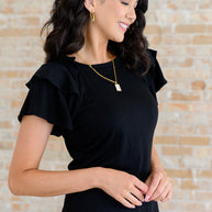 I'll Allow It Flutter Sleeve Tee In Black-Tops-Ave Shops-[option4]-[option5]-[option6]-[option7]-[option8]-Shop-Boutique-Clothing-for-Women-Online
