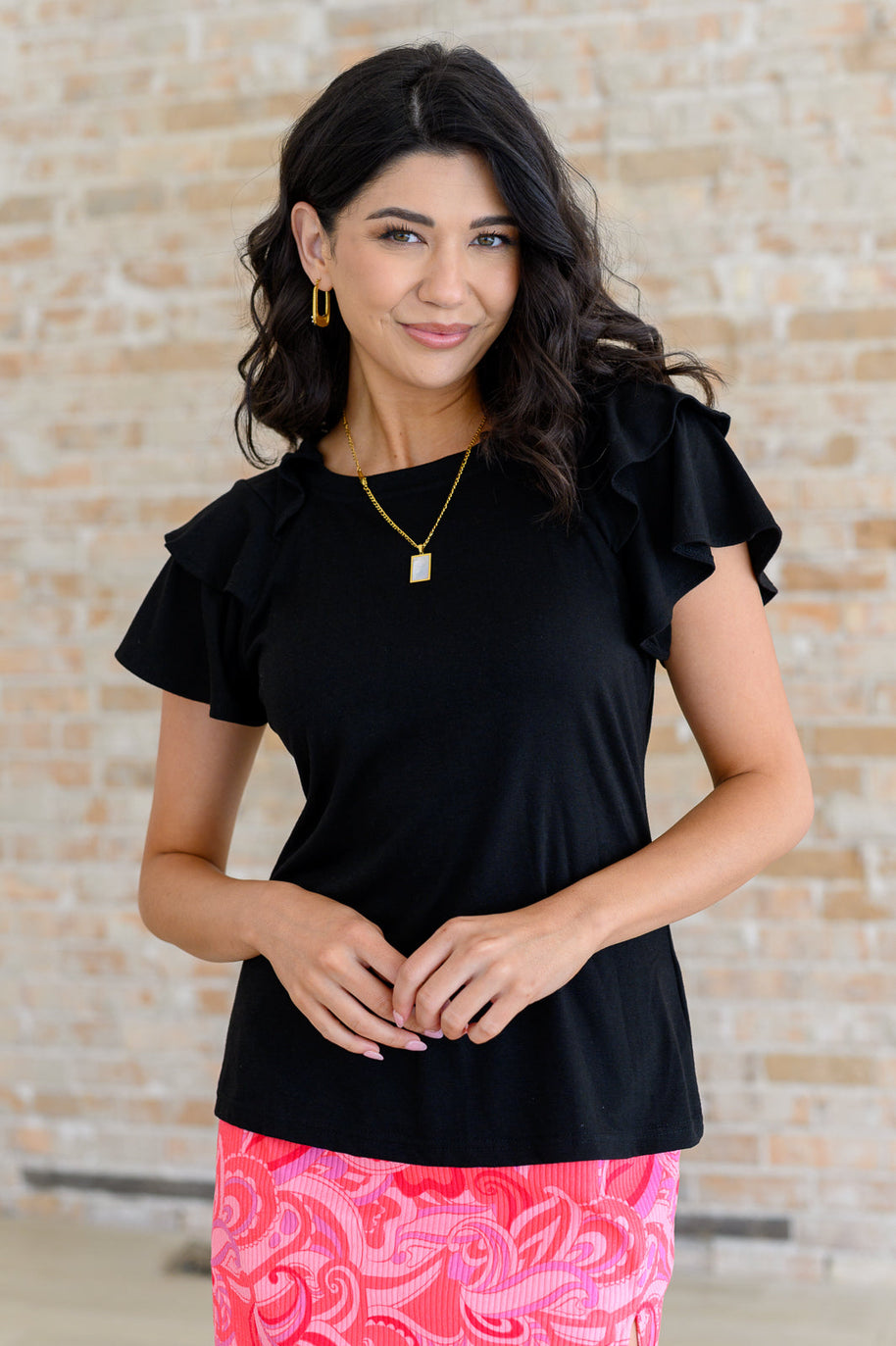 I'll Allow It Flutter Sleeve Tee In Black-Tops-Ave Shops-[option4]-[option5]-[option6]-[option7]-[option8]-Shop-Boutique-Clothing-for-Women-Online