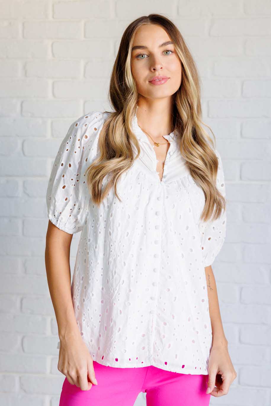 I'll Let You Know Eyelet Lace Blouse-Blouses-Ave Shops-[option4]-[option5]-[option6]-[option7]-[option8]-Shop-Boutique-Clothing-for-Women-Online