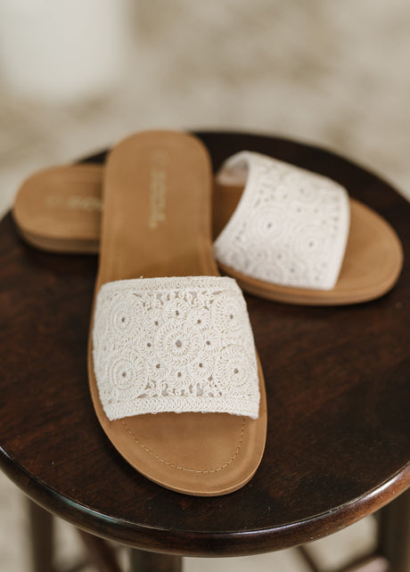 Imelda Off White Crocheted Slip On Sandal-Womens-Ave Shops-[option4]-[option5]-[option6]-[option7]-[option8]-Shop-Boutique-Clothing-for-Women-Online