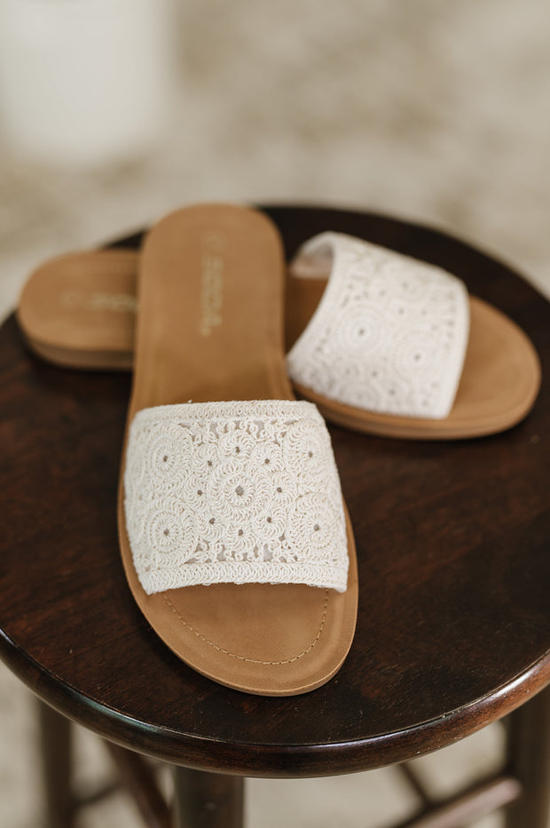 Imelda Off White Crocheted Slip On Sandal-Womens-Ave Shops-[option4]-[option5]-[option6]-[option7]-[option8]-Shop-Boutique-Clothing-for-Women-Online
