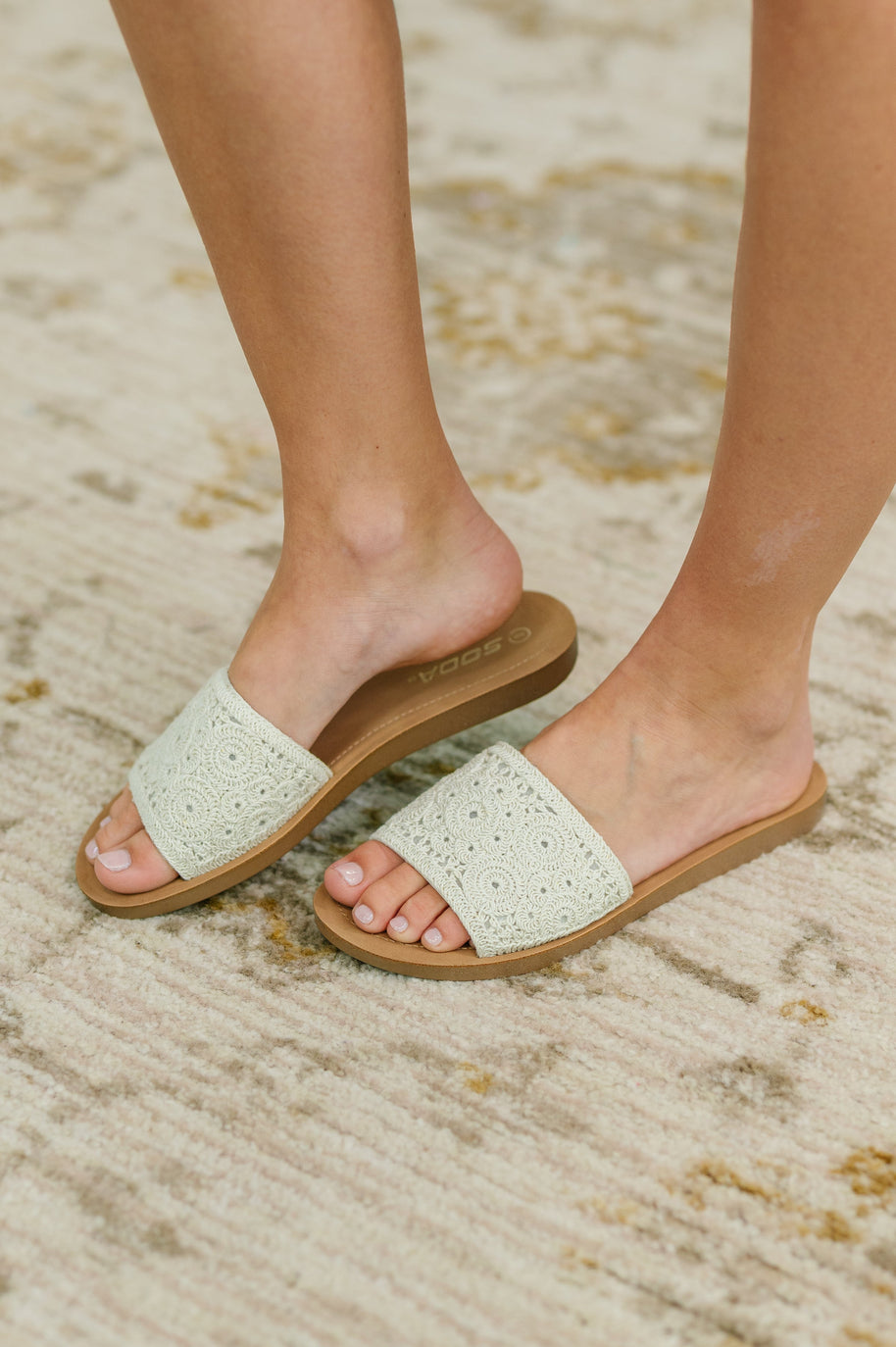 Imelda Off White Crocheted Slip On Sandal-Womens-Ave Shops-[option4]-[option5]-[option6]-[option7]-[option8]-Shop-Boutique-Clothing-for-Women-Online