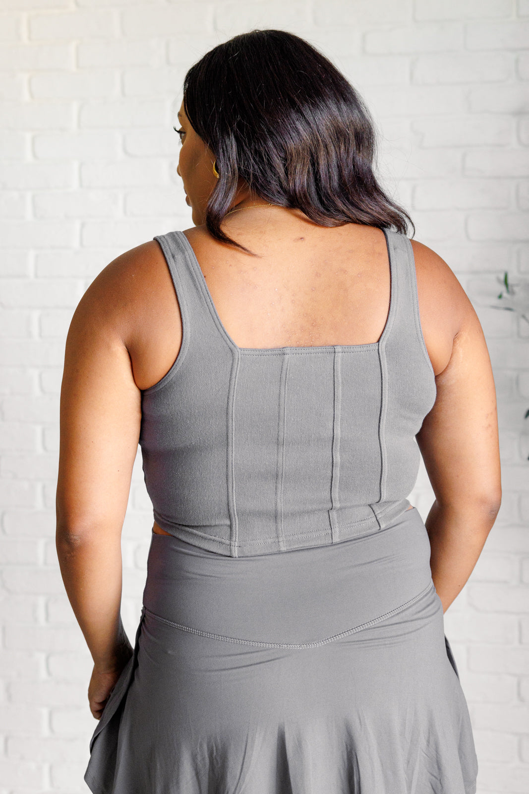 Rae Mode It's All About the Balance Twill Square Neck Crop Top in Titanium-Tops-Ave Shops-[option4]-[option5]-[option6]-[option7]-[option8]-Shop-Boutique-Clothing-for-Women-Online