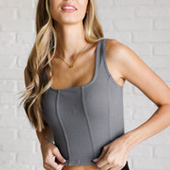 Rae Mode It's All About the Balance Twill Square Neck Crop Top in Titanium-Tops-Ave Shops-[option4]-[option5]-[option6]-[option7]-[option8]-Shop-Boutique-Clothing-for-Women-Online