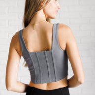 Rae Mode It's All About the Balance Twill Square Neck Crop Top in Titanium-Tops-Ave Shops-[option4]-[option5]-[option6]-[option7]-[option8]-Shop-Boutique-Clothing-for-Women-Online