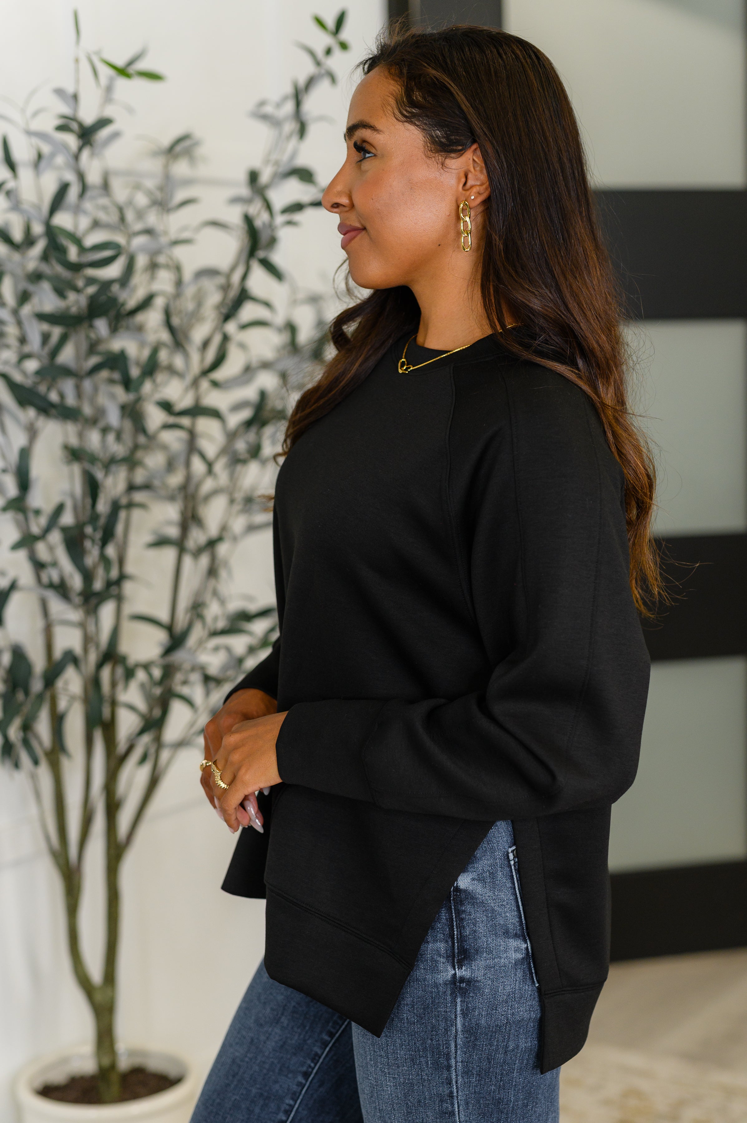 Zenana It's The Little Things Relaxed Scuba Pullover in Black-Womens-Ave Shops-[option4]-[option5]-[option6]-[option7]-[option8]-Shop-Boutique-Clothing-for-Women-Online