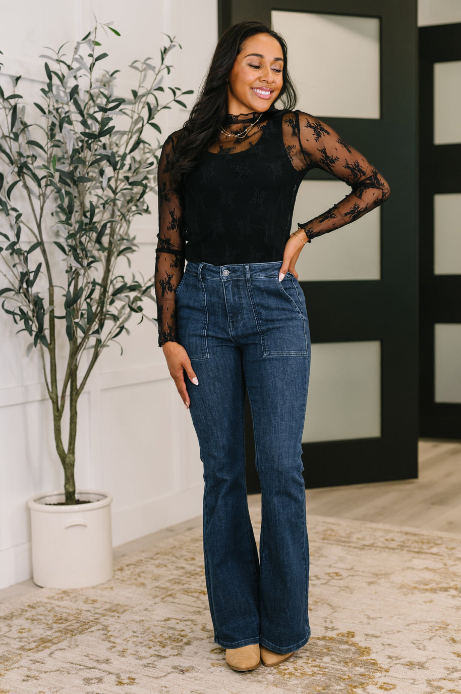 Jada High Waist Flare with Patch Pockets-Womens-Ave Shops-[option4]-[option5]-[option6]-[option7]-[option8]-Shop-Boutique-Clothing-for-Women-Online