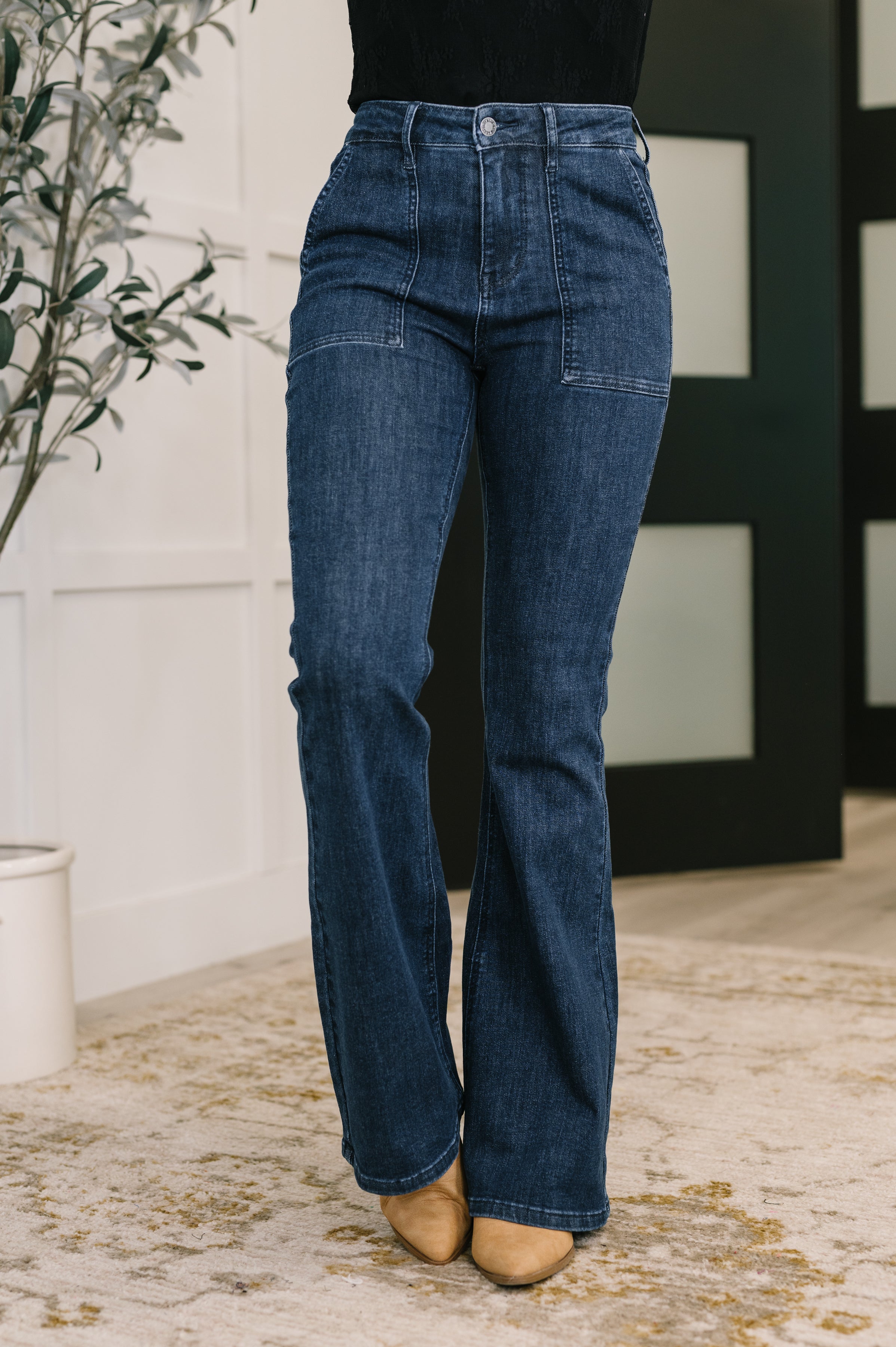 Jada High Waist Flare with Patch Pockets-Womens-Ave Shops-[option4]-[option5]-[option6]-[option7]-[option8]-Shop-Boutique-Clothing-for-Women-Online