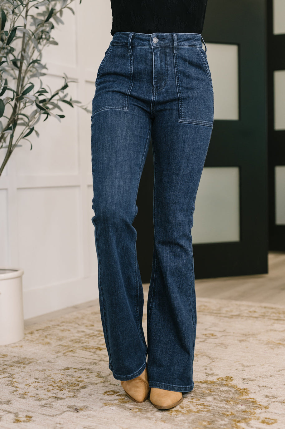 Jada High Waist Flare with Patch Pockets-Womens-Ave Shops-[option4]-[option5]-[option6]-[option7]-[option8]-Shop-Boutique-Clothing-for-Women-Online