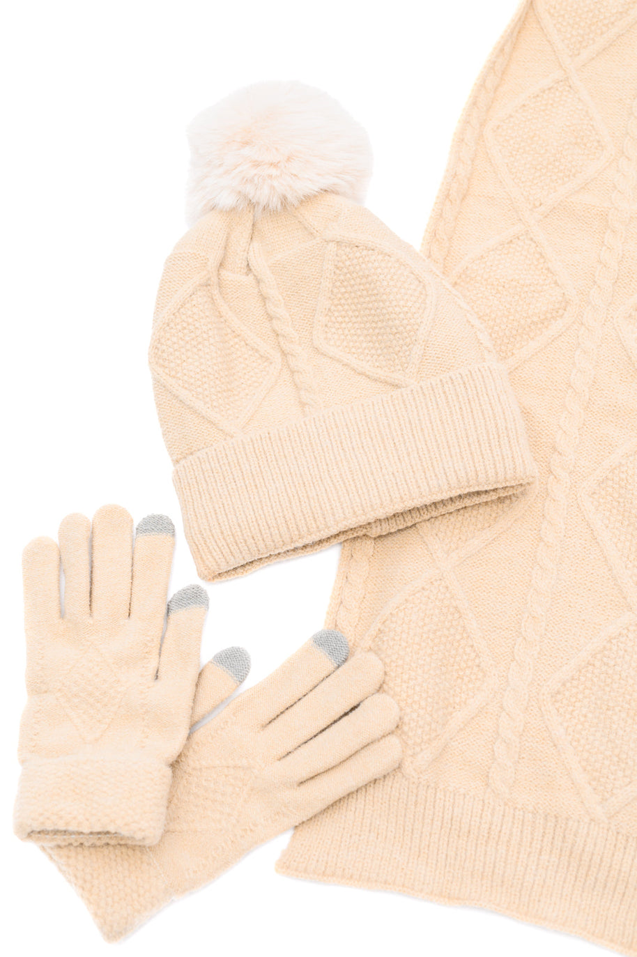 Jane Frost Beanie, Glove, and Scarf Set in Beige-Accessories-Ave Shops-[option4]-[option5]-[option6]-[option7]-[option8]-Shop-Boutique-Clothing-for-Women-Online