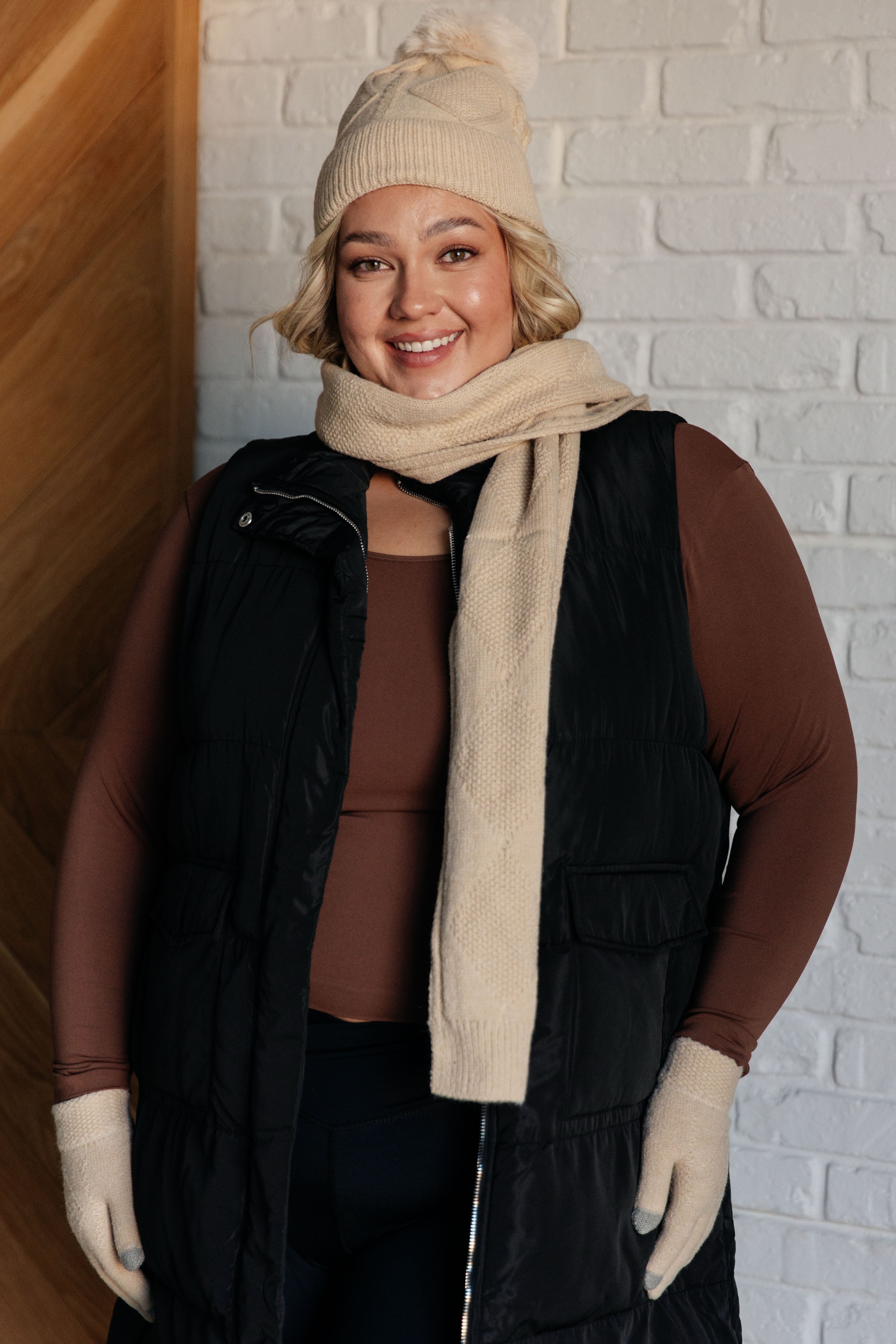 Jane Frost Beanie, Glove, and Scarf Set in Beige-Accessories-Ave Shops-[option4]-[option5]-[option6]-[option7]-[option8]-Shop-Boutique-Clothing-for-Women-Online