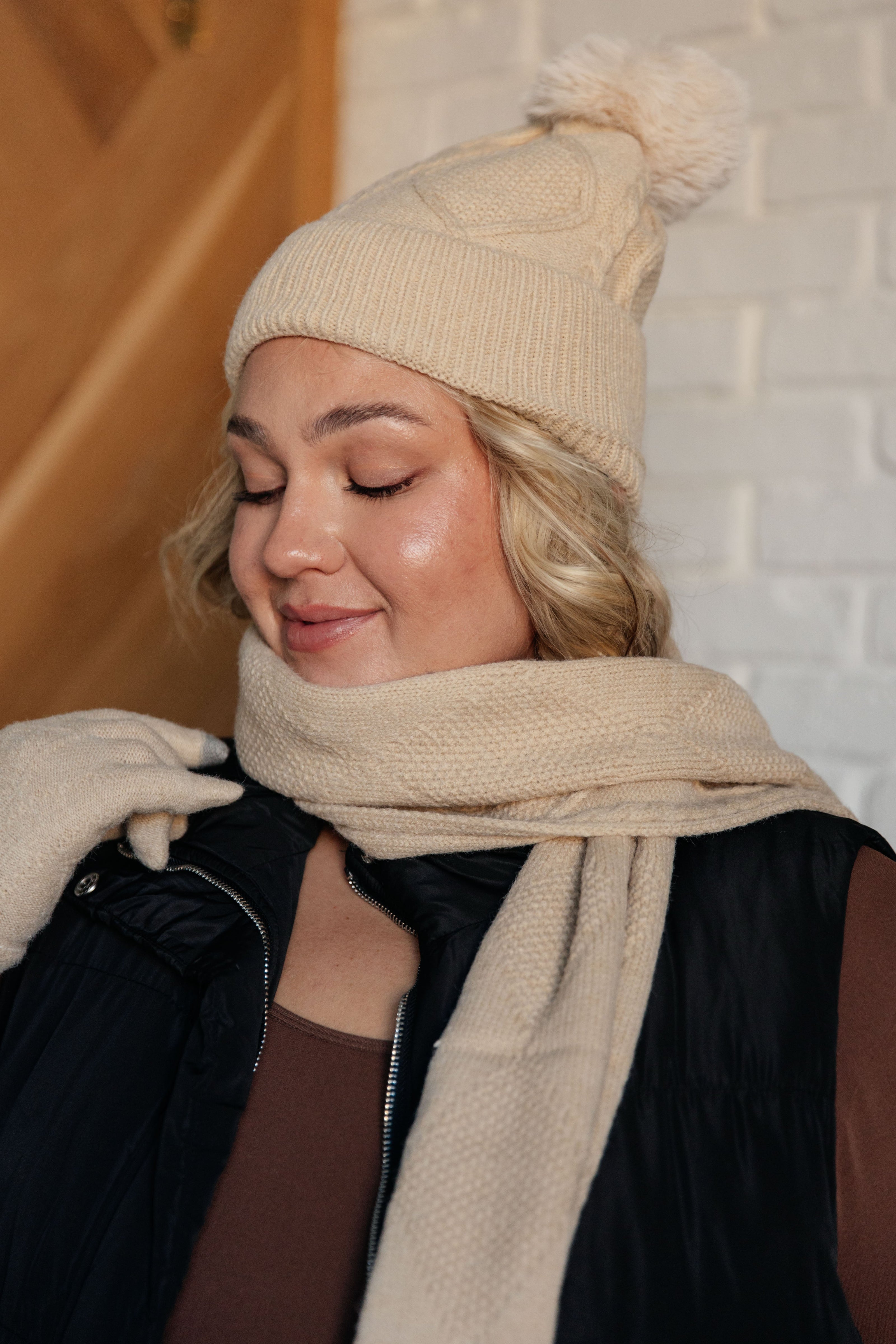 Jane Frost Beanie, Glove, and Scarf Set in Beige-Accessories-Ave Shops-[option4]-[option5]-[option6]-[option7]-[option8]-Shop-Boutique-Clothing-for-Women-Online
