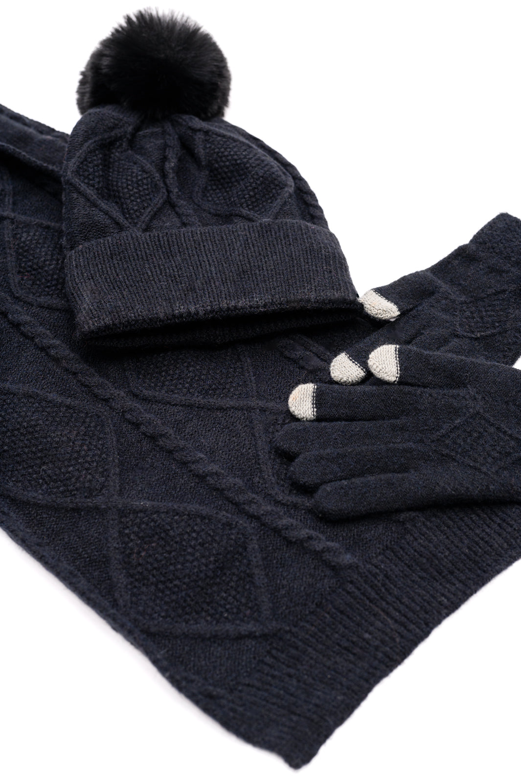 Jane Frost Beanie, Glove, and Scarf Set In Black-Accessories-Ave Shops-[option4]-[option5]-[option6]-[option7]-[option8]-Shop-Boutique-Clothing-for-Women-Online