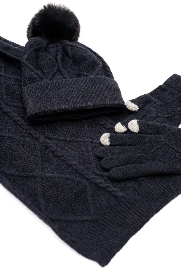 Jane Frost Beanie, Glove, and Scarf Set In Black-Accessories-Ave Shops-[option4]-[option5]-[option6]-[option7]-[option8]-Shop-Boutique-Clothing-for-Women-Online