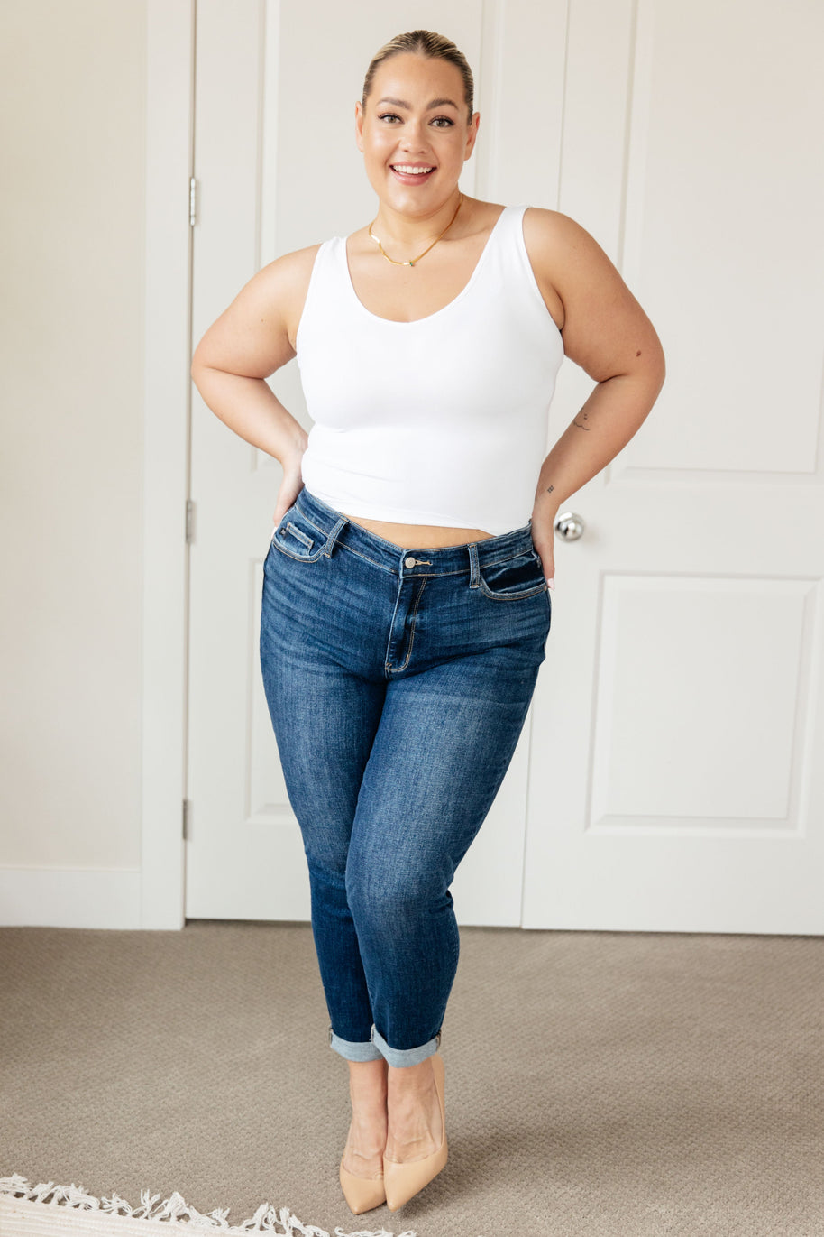 Judy Blue London Midrise Cuffed Boyfriend Jeans-Womens-Ave Shops-[option4]-[option5]-[option6]-[option7]-[option8]-Shop-Boutique-Clothing-for-Women-Online