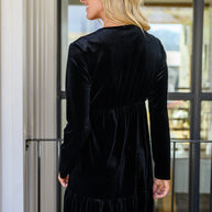 Jentsyn Velvet V-Neck Dress in Black-Womens-Ave Shops-[option4]-[option5]-[option6]-[option7]-[option8]-Shop-Boutique-Clothing-for-Women-Online