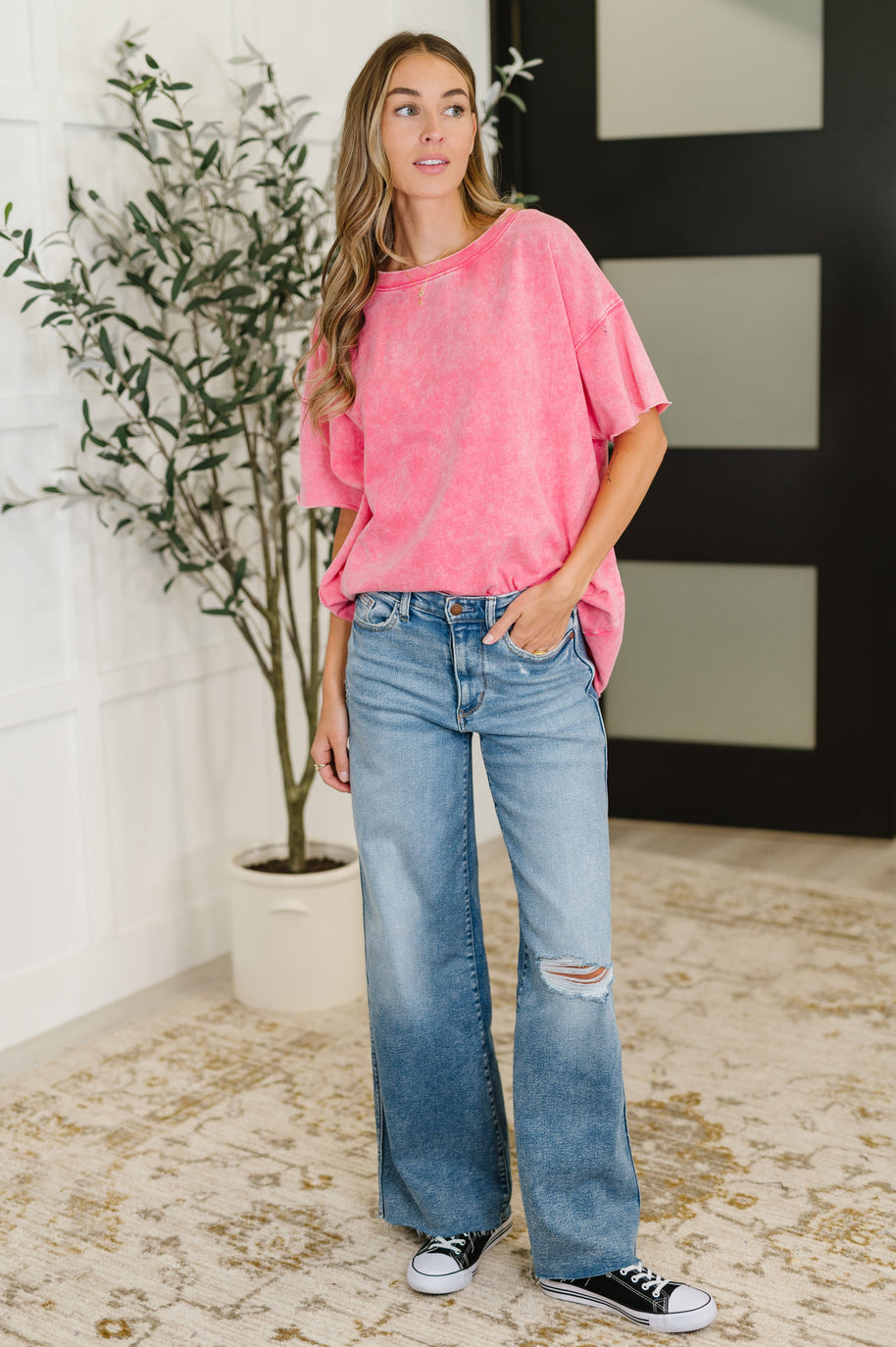 Zenana Just My Type Mineral Wash Relaxed Top in Fuchsia-Womens-Ave Shops-[option4]-[option5]-[option6]-[option7]-[option8]-Shop-Boutique-Clothing-for-Women-Online