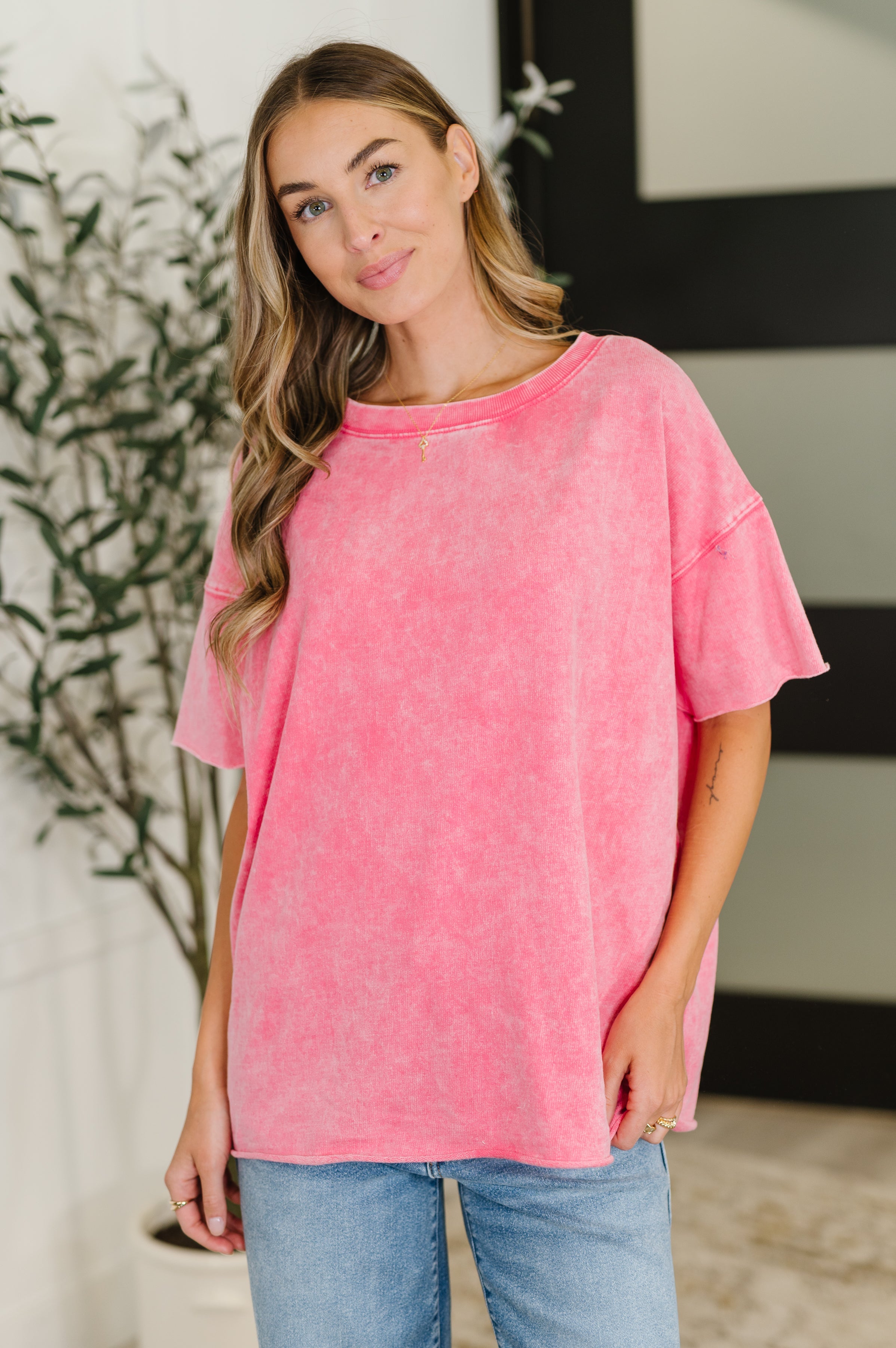 Zenana Just My Type Mineral Wash Relaxed Top in Fuchsia-Womens-Ave Shops-[option4]-[option5]-[option6]-[option7]-[option8]-Shop-Boutique-Clothing-for-Women-Online