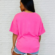 Just a Casual Girly V-Neck Basic Tee in Pink Paradise-Womens-Ave Shops-[option4]-[option5]-[option6]-[option7]-[option8]-Shop-Boutique-Clothing-for-Women-Online