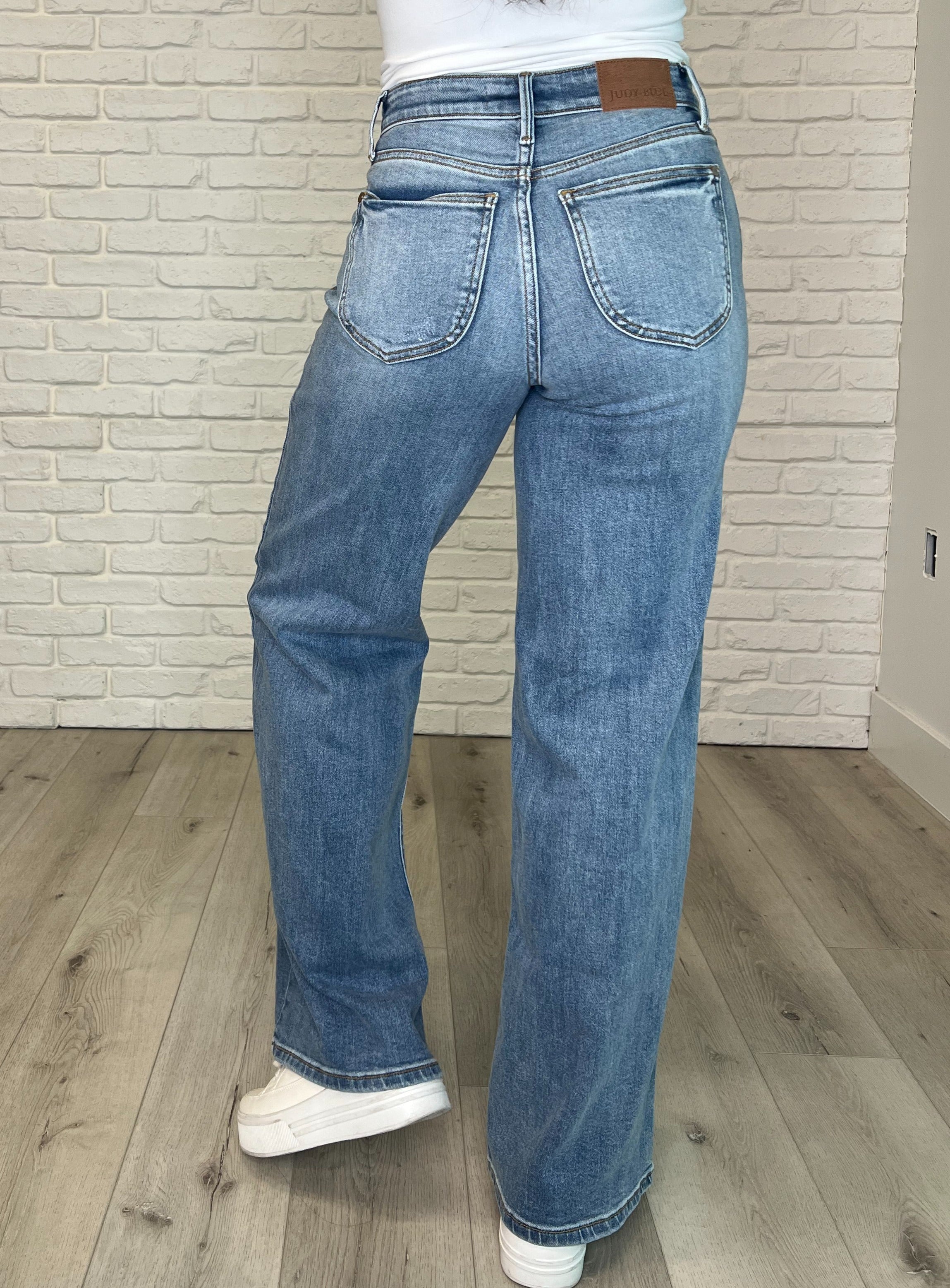 Judy Blue Karis High Rise Vintage Wash Retro Wide Leg-Womens-Judy Blue-[option4]-[option5]-[option6]-[option7]-[option8]-Shop-Boutique-Clothing-for-Women-Online