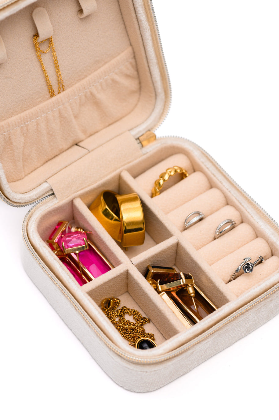Kept and Carried Velvet Jewelry Box in Ivory-Accessories-Ave Shops-[option4]-[option5]-[option6]-[option7]-[option8]-Shop-Boutique-Clothing-for-Women-Online