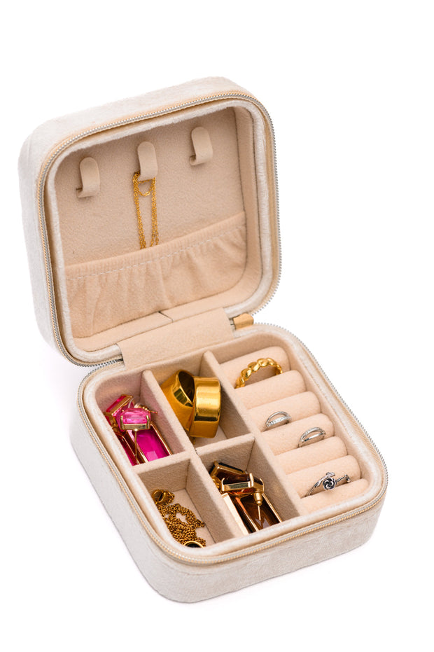 Kept and Carried Velvet Jewelry Box in Ivory-Accessories-Ave Shops-[option4]-[option5]-[option6]-[option7]-[option8]-Shop-Boutique-Clothing-for-Women-Online