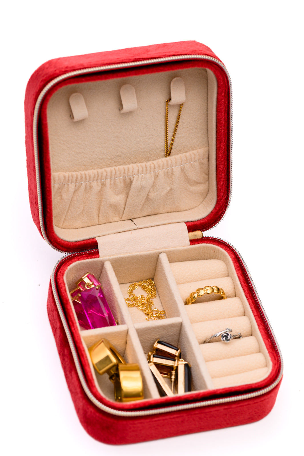 Kept and Carried Velvet Jewelry Box in Red-Accessories-Ave Shops-[option4]-[option5]-[option6]-[option7]-[option8]-Shop-Boutique-Clothing-for-Women-Online