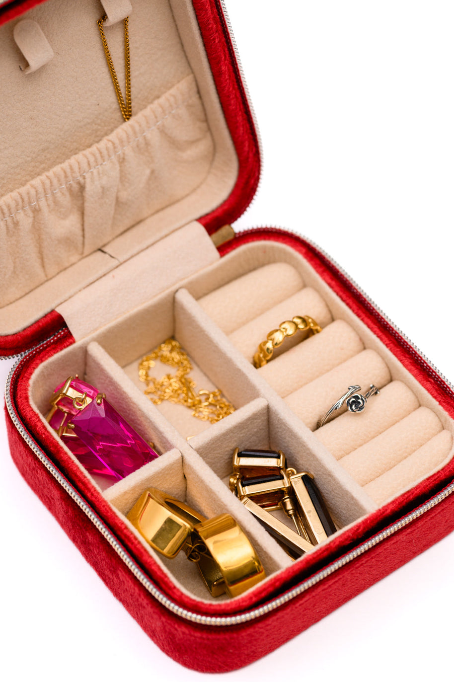 Kept and Carried Velvet Jewelry Box in Red-Accessories-Ave Shops-[option4]-[option5]-[option6]-[option7]-[option8]-Shop-Boutique-Clothing-for-Women-Online