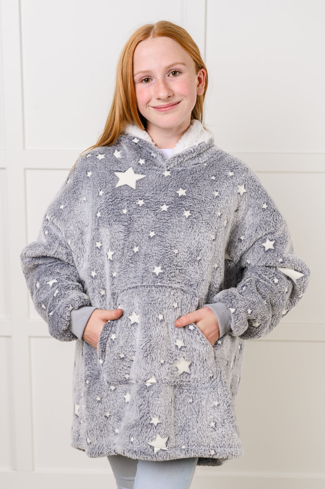 Kids Oversized Hoodie Blanket in Grey Stars-Layers-Ave Shops-[option4]-[option5]-[option6]-[option7]-[option8]-Shop-Boutique-Clothing-for-Women-Online