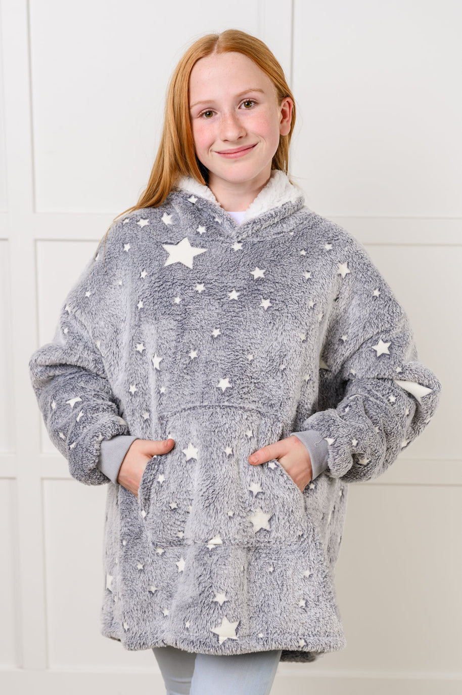 Kids Oversized Hoodie Blanket in Grey Stars-Layers-Ave Shops-[option4]-[option5]-[option6]-[option7]-[option8]-Shop-Boutique-Clothing-for-Women-Online