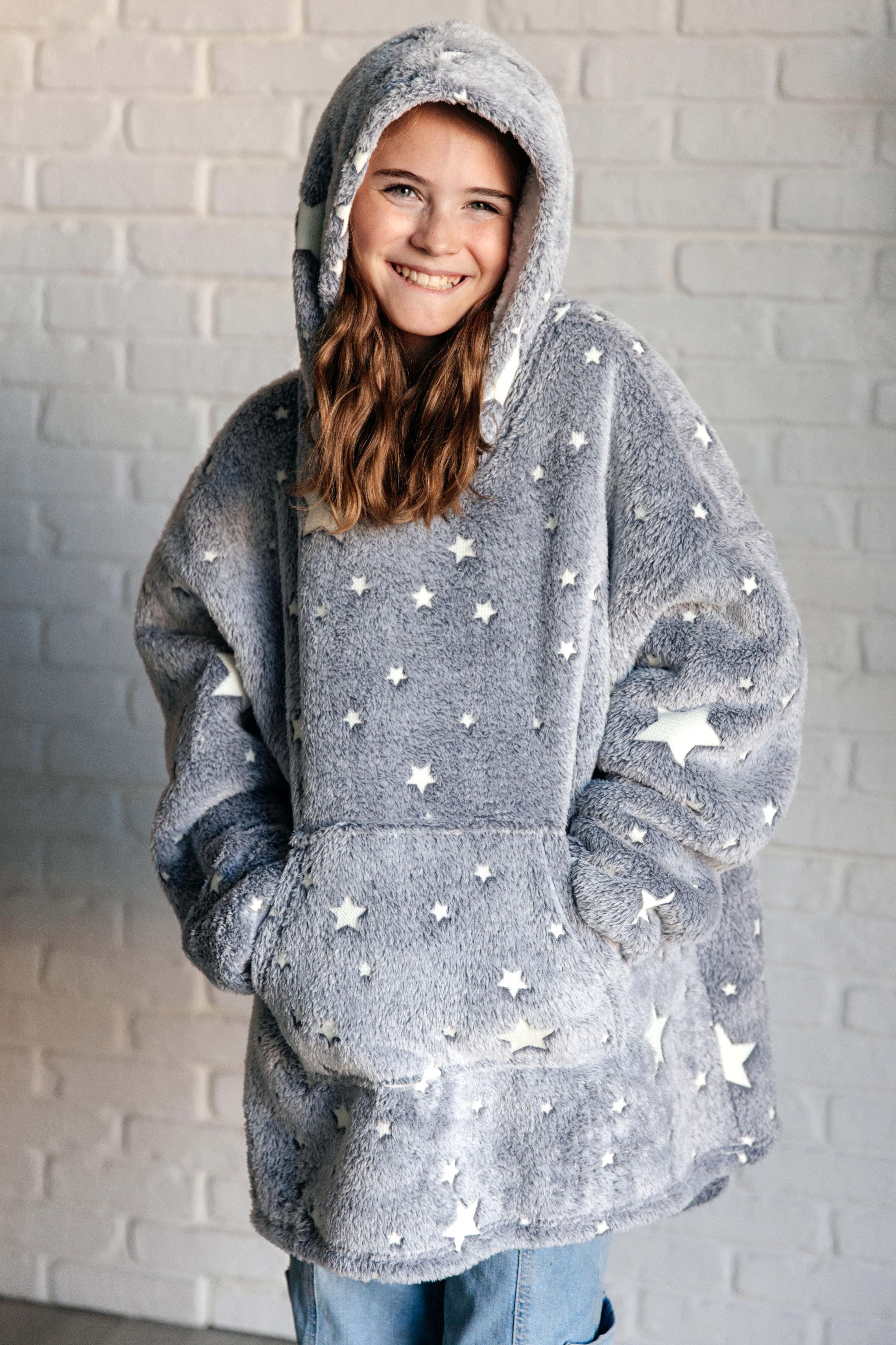 Kids Oversized Hoodie Blanket in Grey Stars-Layers-Ave Shops-[option4]-[option5]-[option6]-[option7]-[option8]-Shop-Boutique-Clothing-for-Women-Online