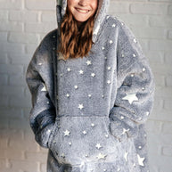 Kids Oversized Hoodie Blanket in Grey Stars-Layers-Ave Shops-[option4]-[option5]-[option6]-[option7]-[option8]-Shop-Boutique-Clothing-for-Women-Online