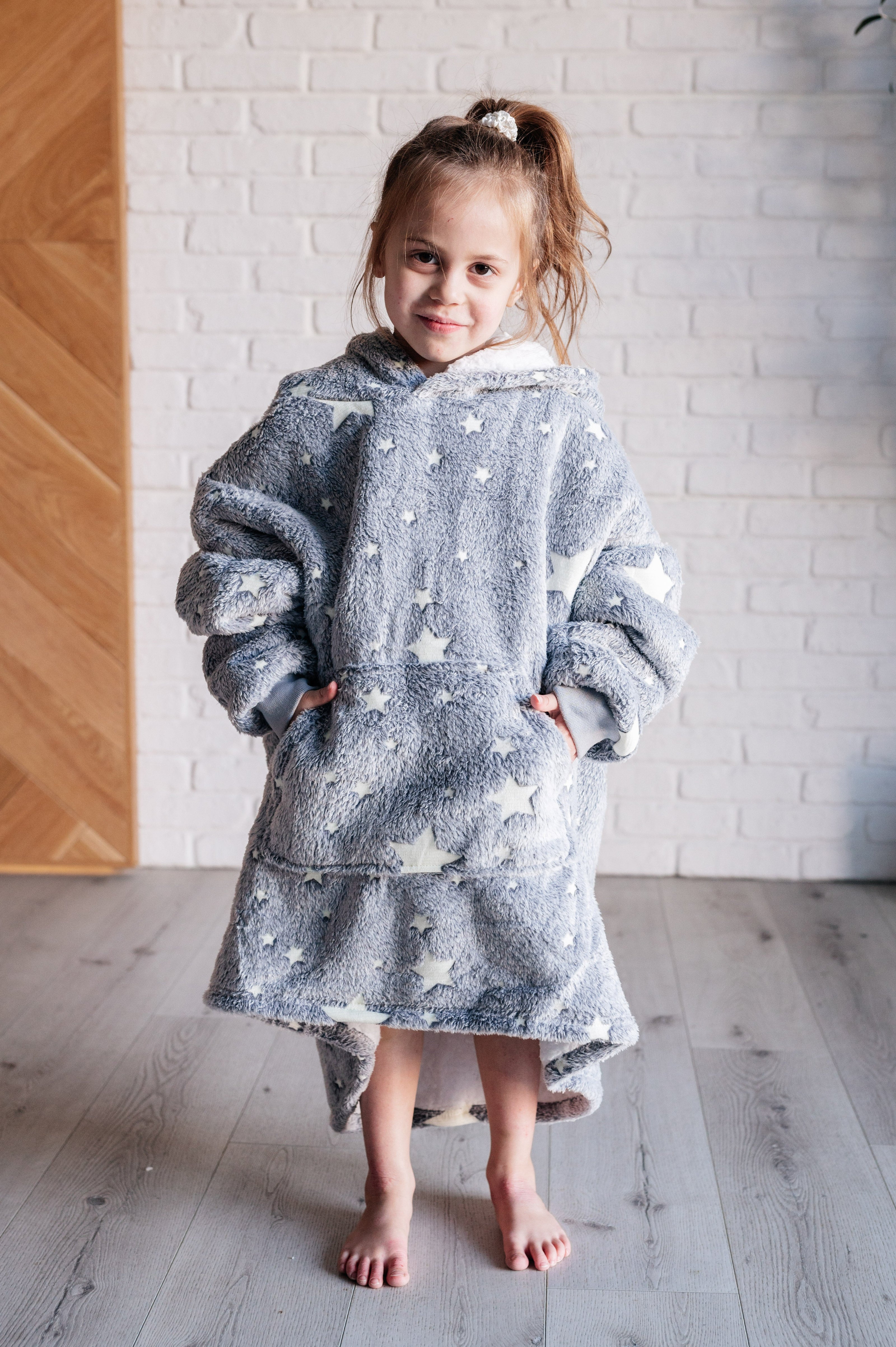 Kids Oversized Hoodie Blanket in Grey Stars-Layers-Ave Shops-[option4]-[option5]-[option6]-[option7]-[option8]-Shop-Boutique-Clothing-for-Women-Online