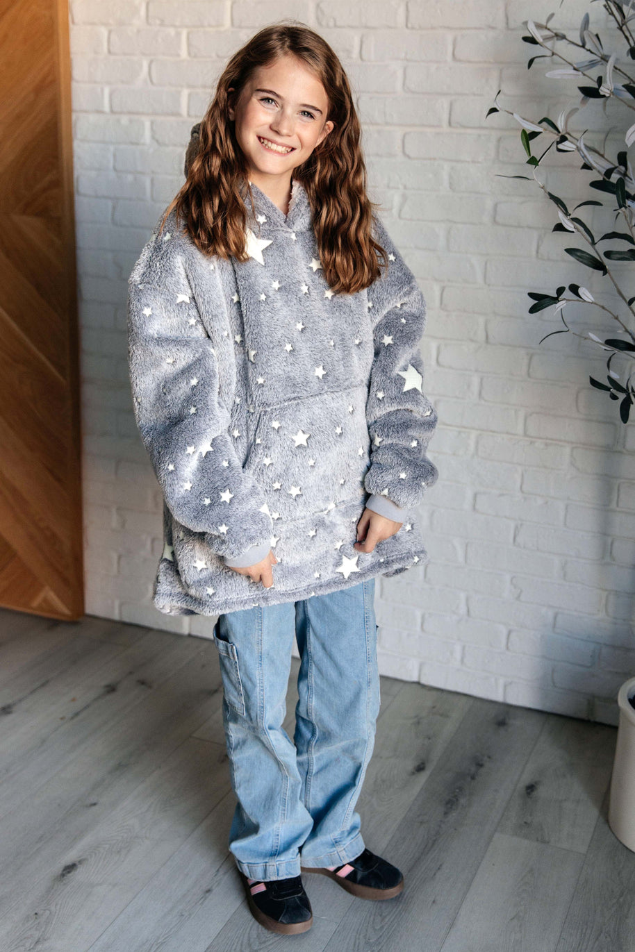 Kids Oversized Hoodie Blanket in Grey Stars-Layers-Ave Shops-[option4]-[option5]-[option6]-[option7]-[option8]-Shop-Boutique-Clothing-for-Women-Online