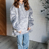 Kids Oversized Hoodie Blanket in Grey Stars-Layers-Ave Shops-[option4]-[option5]-[option6]-[option7]-[option8]-Shop-Boutique-Clothing-for-Women-Online