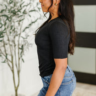 Knit Pick Basic Tee in Black-Womens-Ave Shops-[option4]-[option5]-[option6]-[option7]-[option8]-Shop-Boutique-Clothing-for-Women-Online