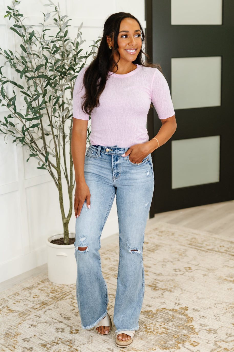 Knit Pick Basic Tee in Pink-Womens-Ave Shops-[option4]-[option5]-[option6]-[option7]-[option8]-Shop-Boutique-Clothing-for-Women-Online