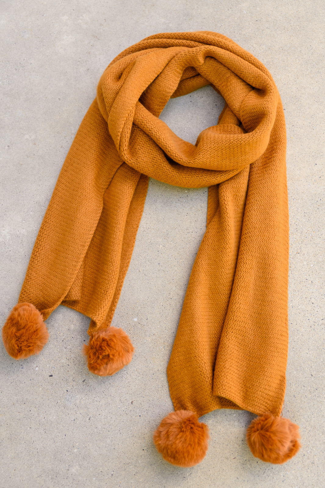 Knitted Fuzzy Pom Pom Scarf In Ginger-Womens-Ave Shops-[option4]-[option5]-[option6]-[option7]-[option8]-Shop-Boutique-Clothing-for-Women-Online
