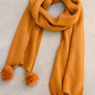 Knitted Fuzzy Pom Pom Scarf In Ginger-Womens-Ave Shops-[option4]-[option5]-[option6]-[option7]-[option8]-Shop-Boutique-Clothing-for-Women-Online