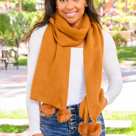 Knitted Fuzzy Pom Pom Scarf In Ginger-Womens-Ave Shops-[option4]-[option5]-[option6]-[option7]-[option8]-Shop-Boutique-Clothing-for-Women-Online