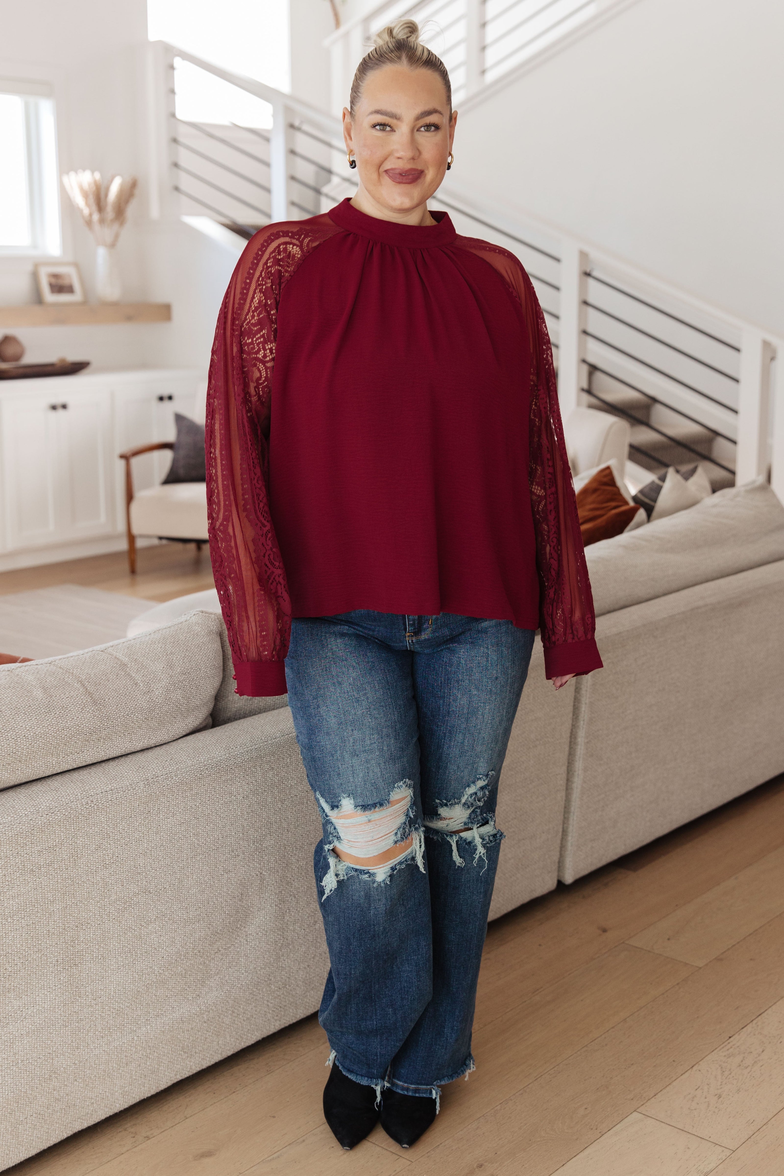 Lace on My Sleeves Blouse-Tops-Ave Shops-[option4]-[option5]-[option6]-[option7]-[option8]-Shop-Boutique-Clothing-for-Women-Online